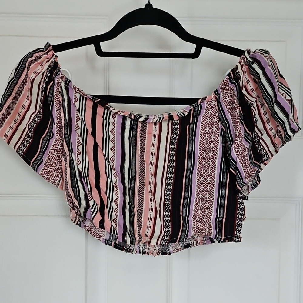 Striped Off-Shoulder 2 Piece Set